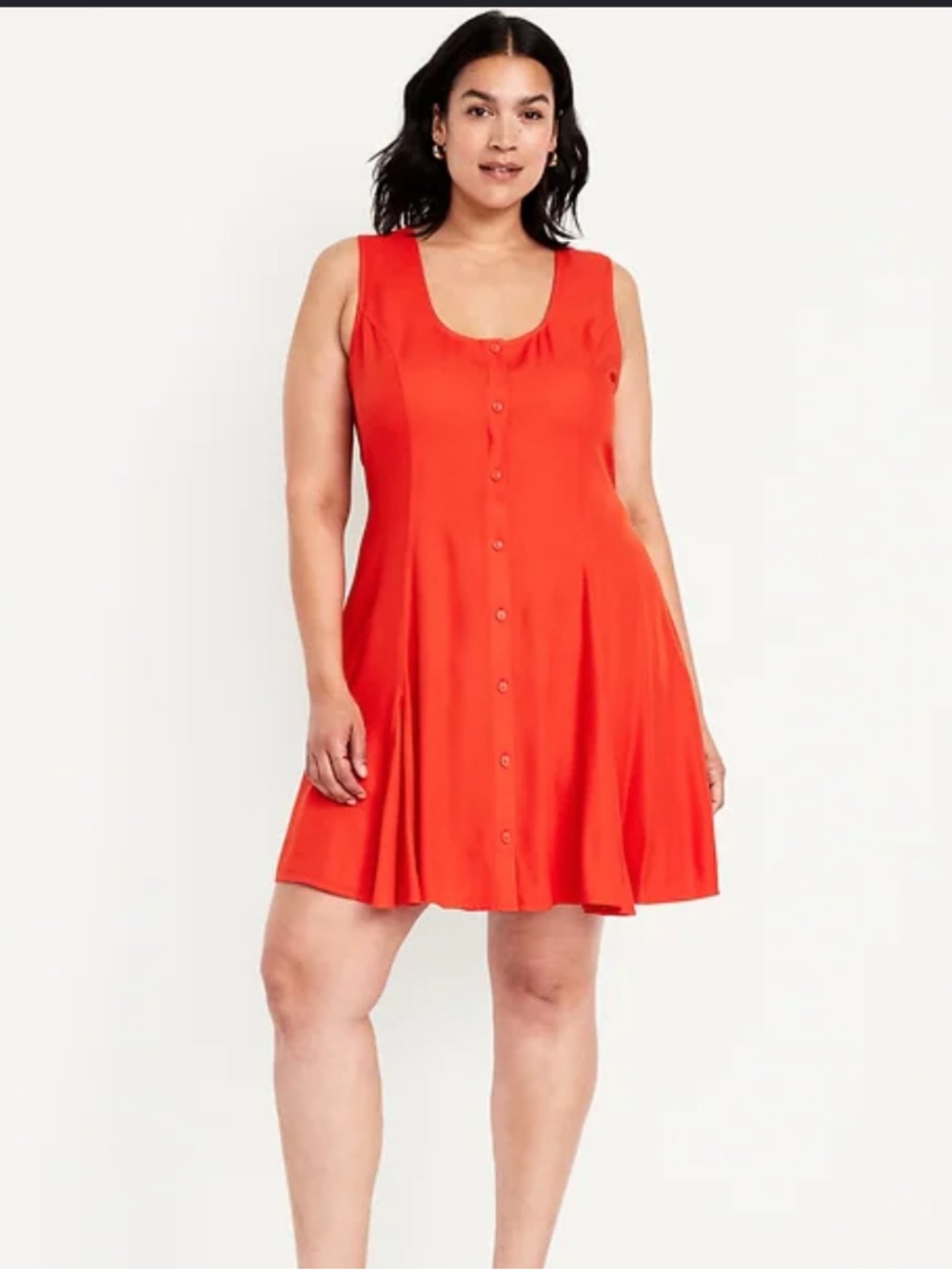 Old Navy Red Fit & Flare Crepe Button Front Mini Dress Women’s XXL